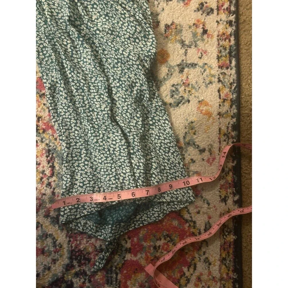 American Eagle Green White Ditsy Floral Print Halter Jumpsuit Size Small